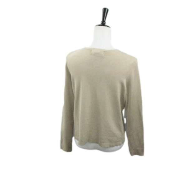Petite Sophisticate Silk Stretch Tan Button Front Cardigan Size PL - Picture 3 of 5